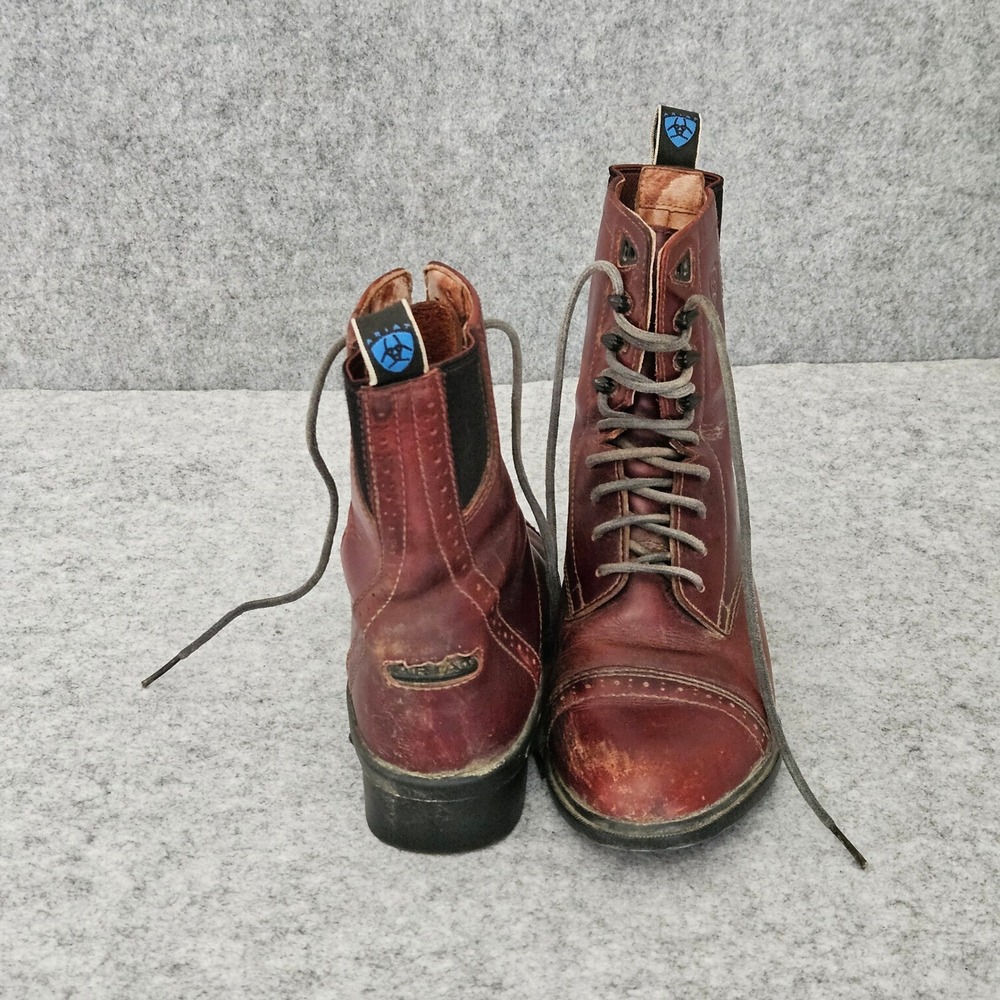 Ariat Heritage Paddock Boots Womens 7B Burgundy Leather Lace Up Cap Toe - Picture 2 of 11